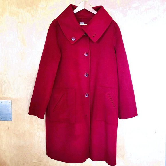 J. Jill Wool Blend Long Coat Red Size Large - Picture 1 of 13